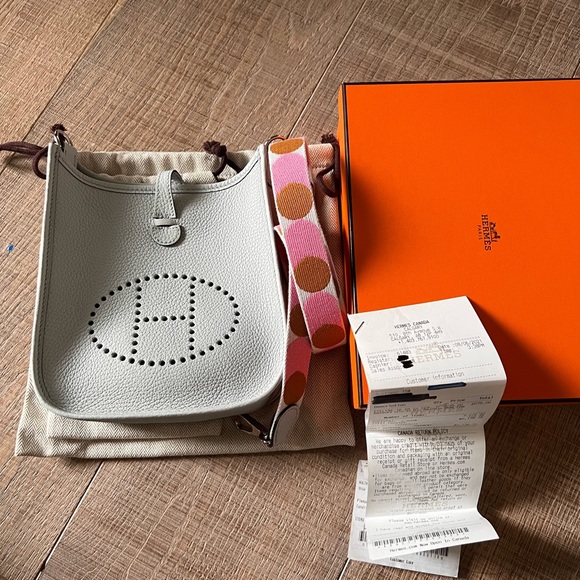 Hermes Handbags - AUTH Hermes Mini Evelyne Togo Blue Pale TPM Handbag Shoulder bag Kelly Birkin